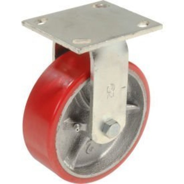 Global Equipment Heavy Duty Rigid Plate Caster 6" Polyurethane Wheel 800 lb. Capacity CW4-620R-PSRB